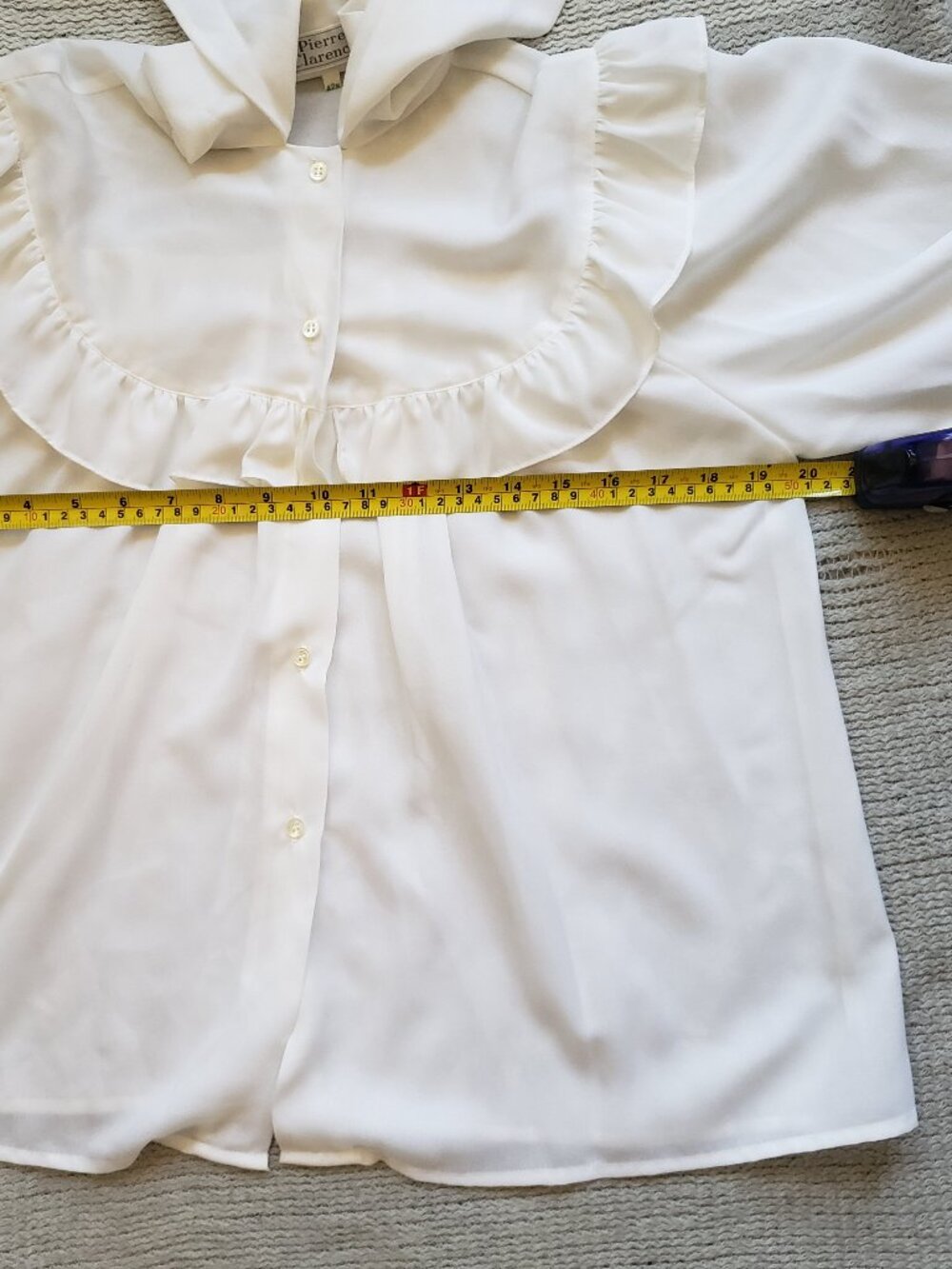 Vintage Frill  Button up Blouse White Made in France EU 42N Ruffle Poet Girlhood - Picture 14 of 16